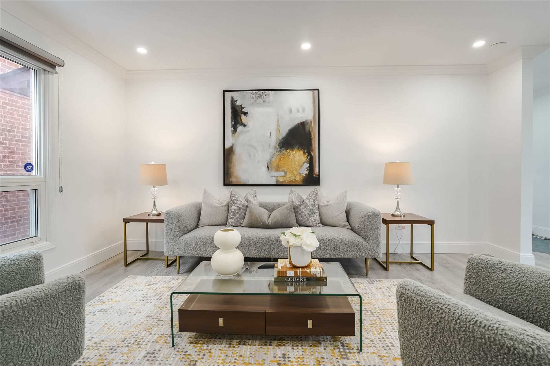 Bright contemporary living room after renovation